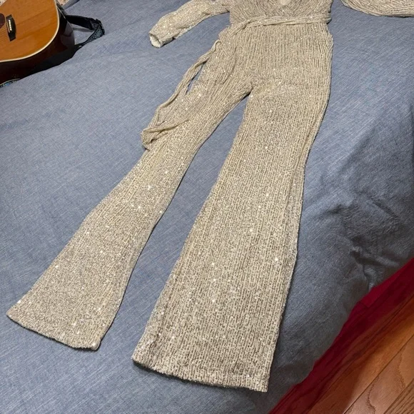 Silver and Champagne Jumpsuit sz M